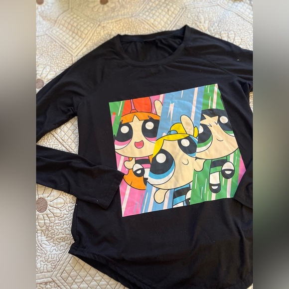 Power puff girls graphic black longsleeve shirt - Picture 2 of 8